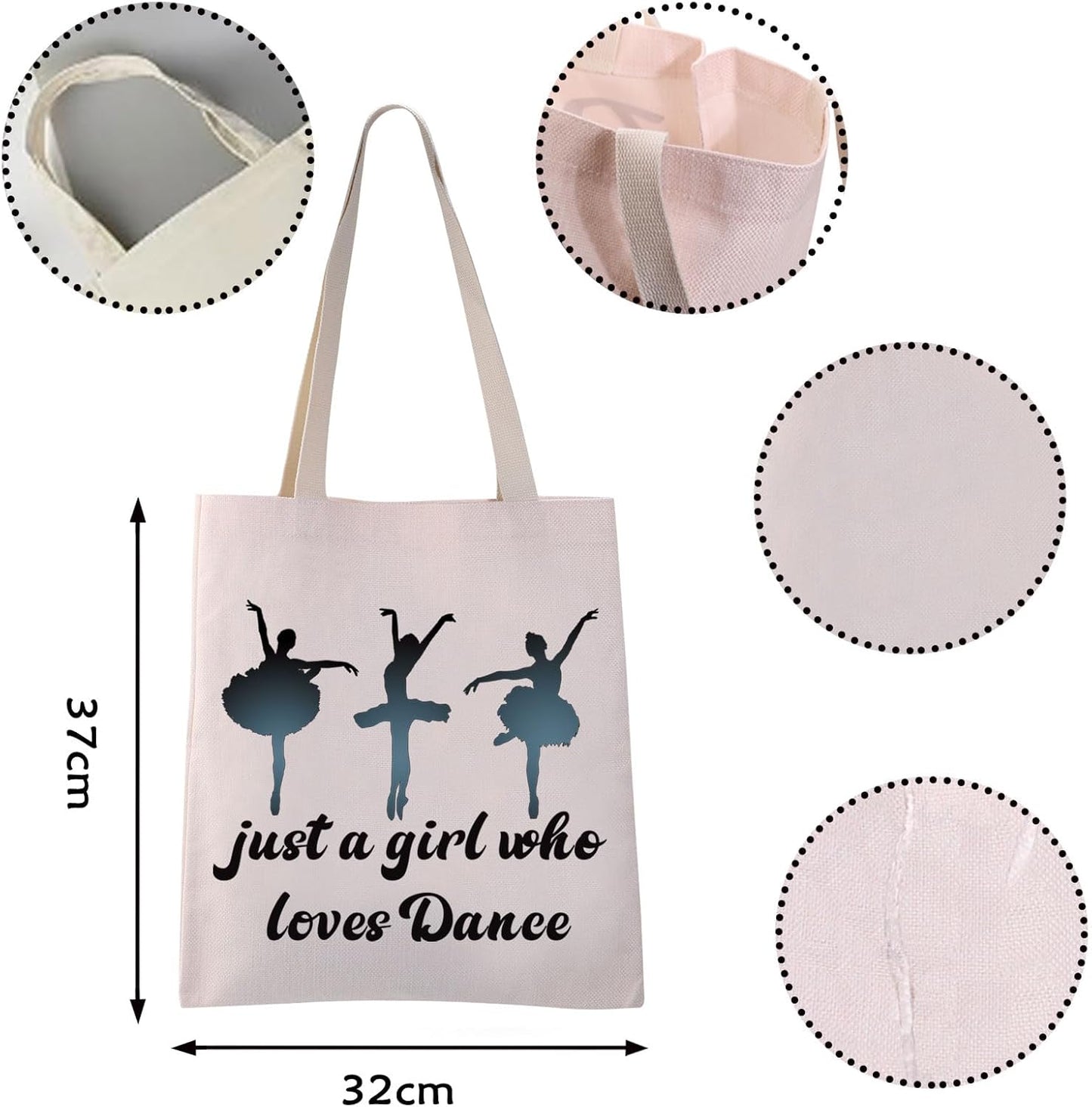 Dancer Tote Bag Just a G Who Loves Dance Shoulder Bag Dance Lover Gifts Ballerina Gift Bag Ballet G Gifts(Loves Dance Tote)