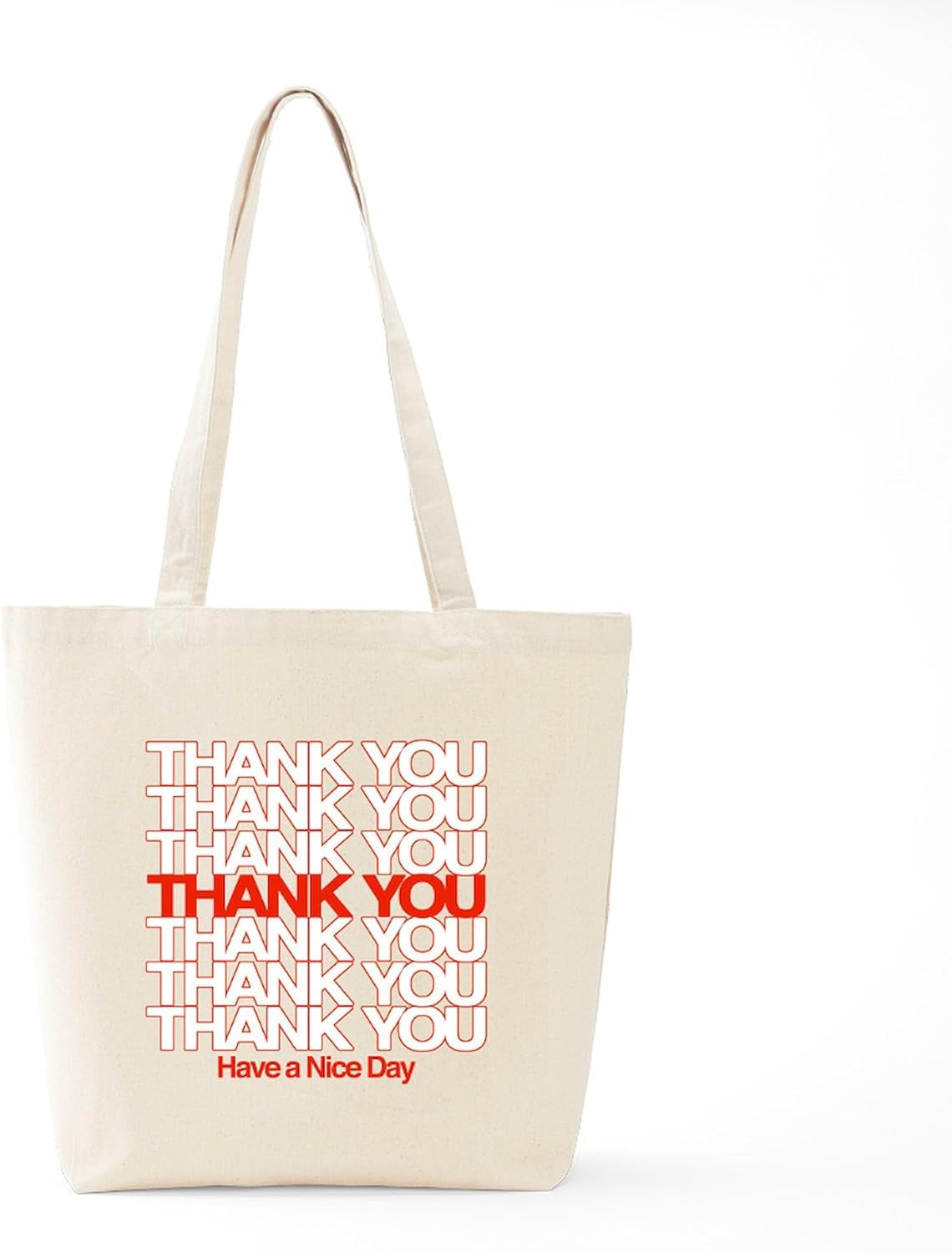 Thank You Have a Nice Day Tote Bag Reusable Natural Beige Canvas Shopping Bag