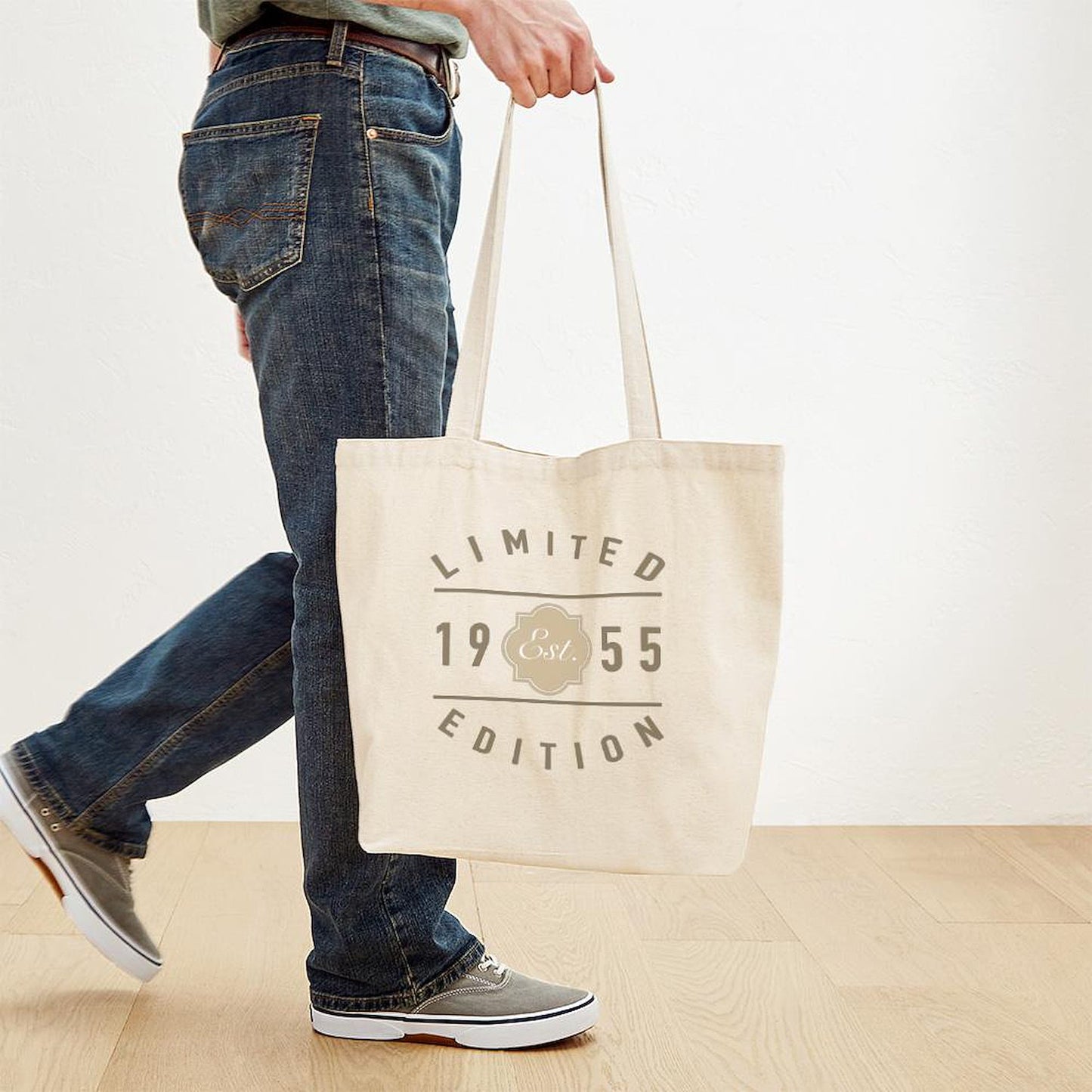 - 1955 Limited Edition Tote Bag - Natural Canvas Tote Bag, Cloth Shopping Bag