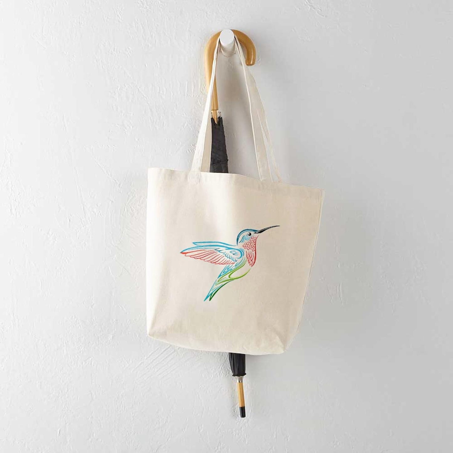 Hummingbird Tote Bag Natural Canvas Tote Bag, Reusable Shopping Bag