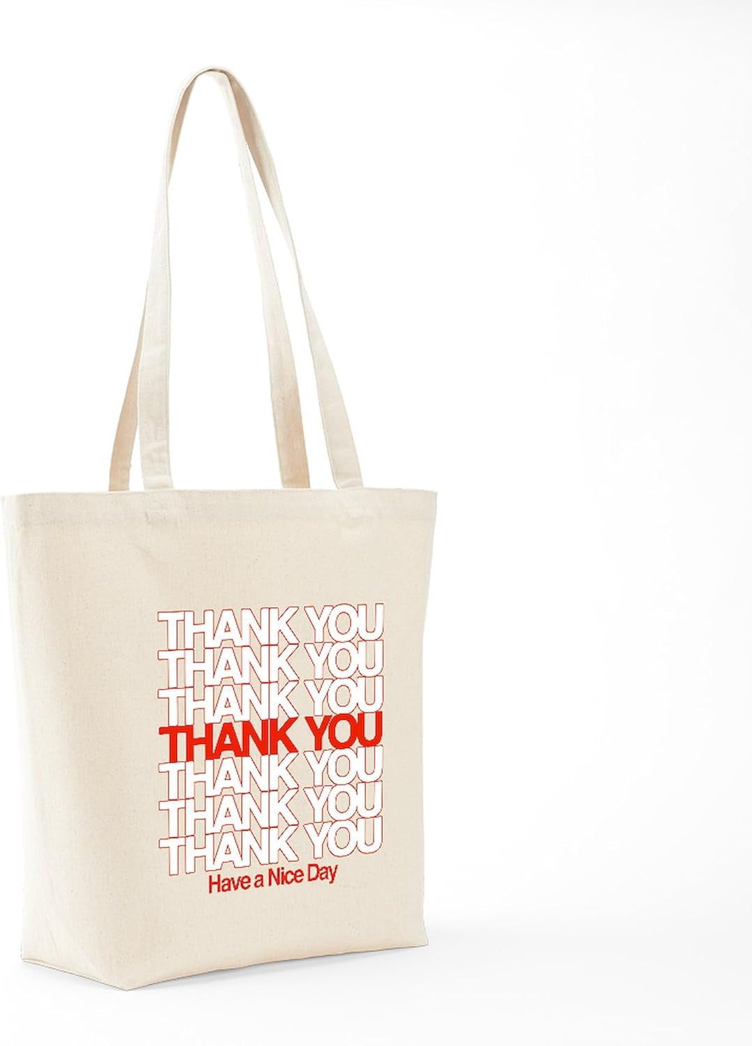 Thank You Have a Nice Day Tote Bag Reusable Natural Beige Canvas Shopping Bag