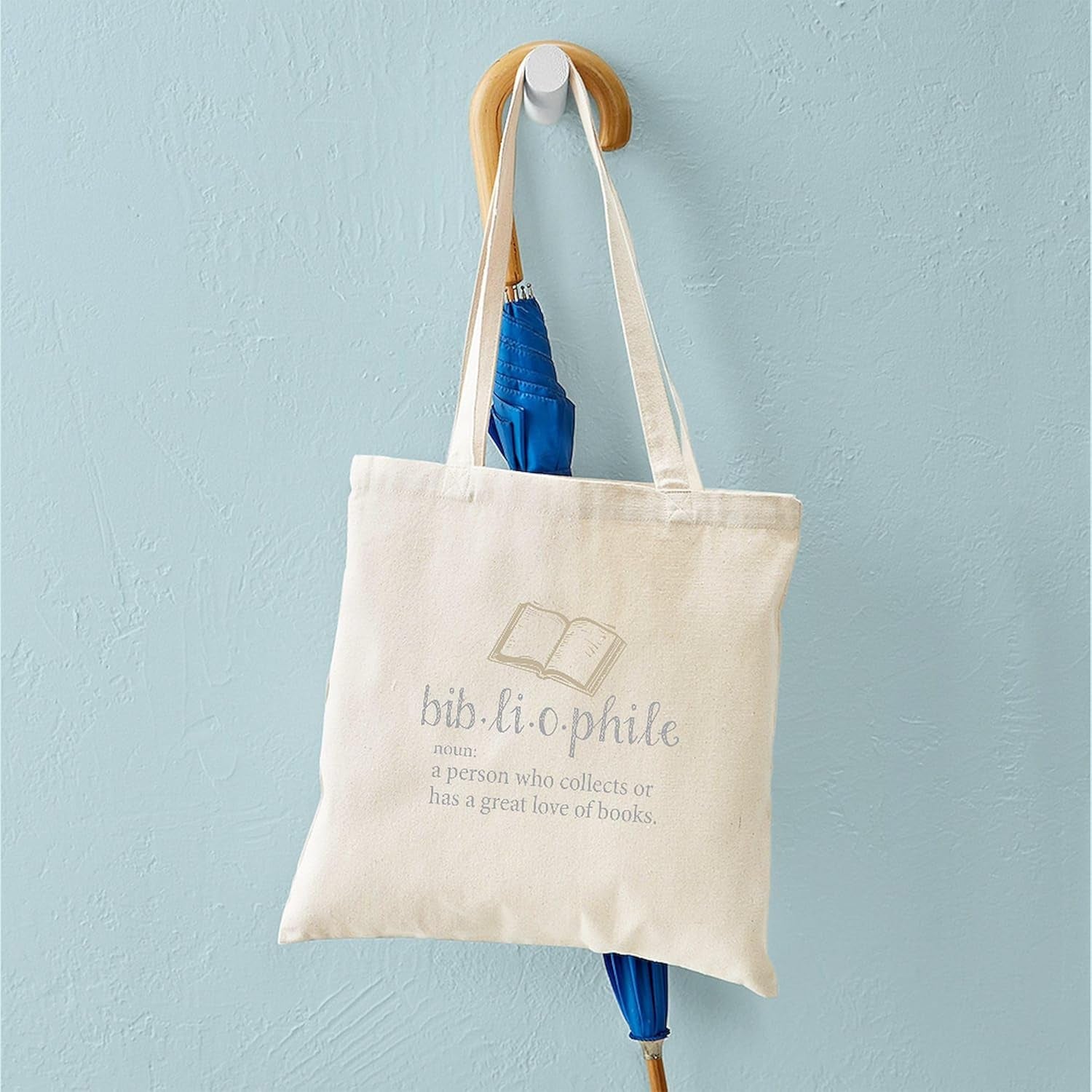 Bibliophile Tote Bag Natural Canvas Tote Bag, Reusable Shopping Bag