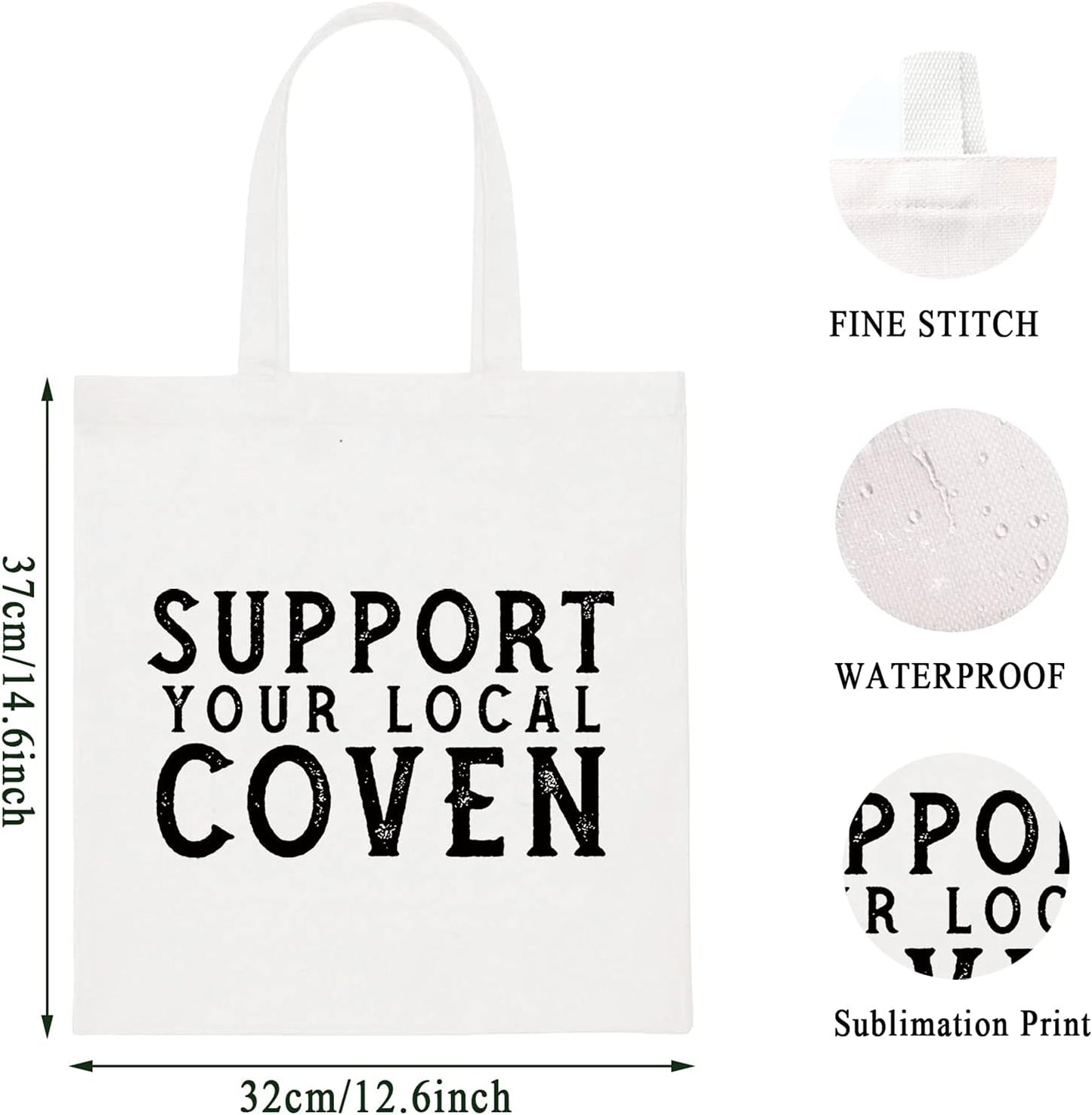 Wiccan Halloween Witch Gift Support Your Local Coven Witch Aesthetic Wicca Witchcraft Cosmetics Bag (LOCAL COVEN Tote)