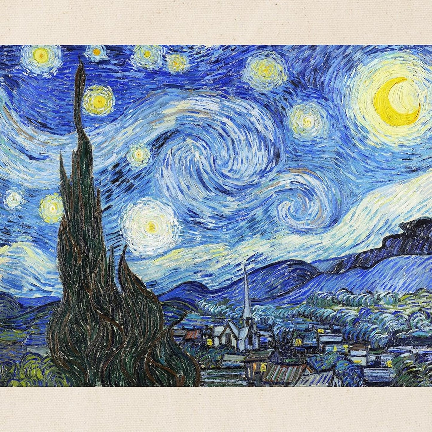 the Starry Night by Vincent Van Gogh Tote Bag Natural Canvas Tote Bag, Reusable Shopping Bag