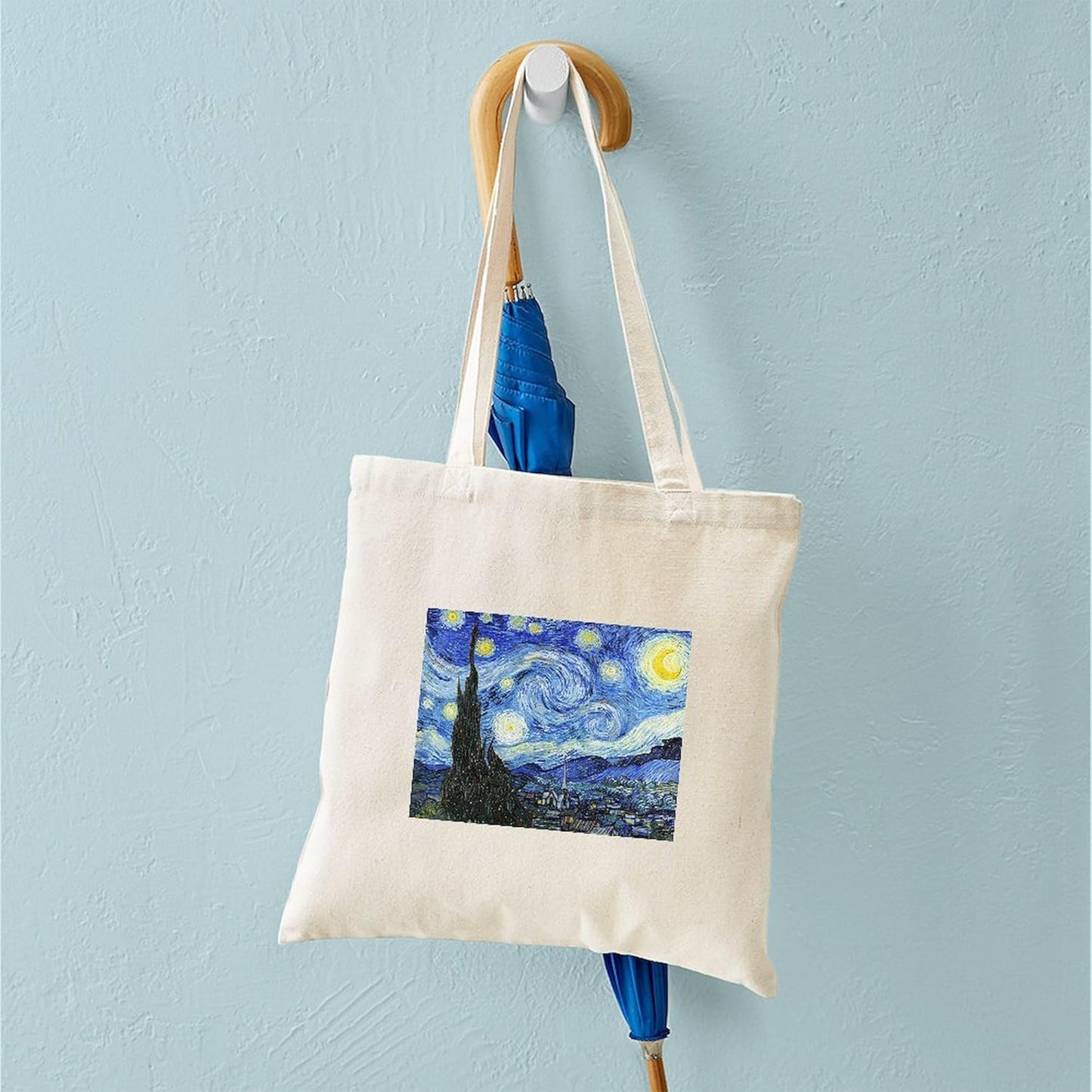 the Starry Night by Vincent Van Gogh Tote Bag Natural Canvas Tote Bag, Reusable Shopping Bag