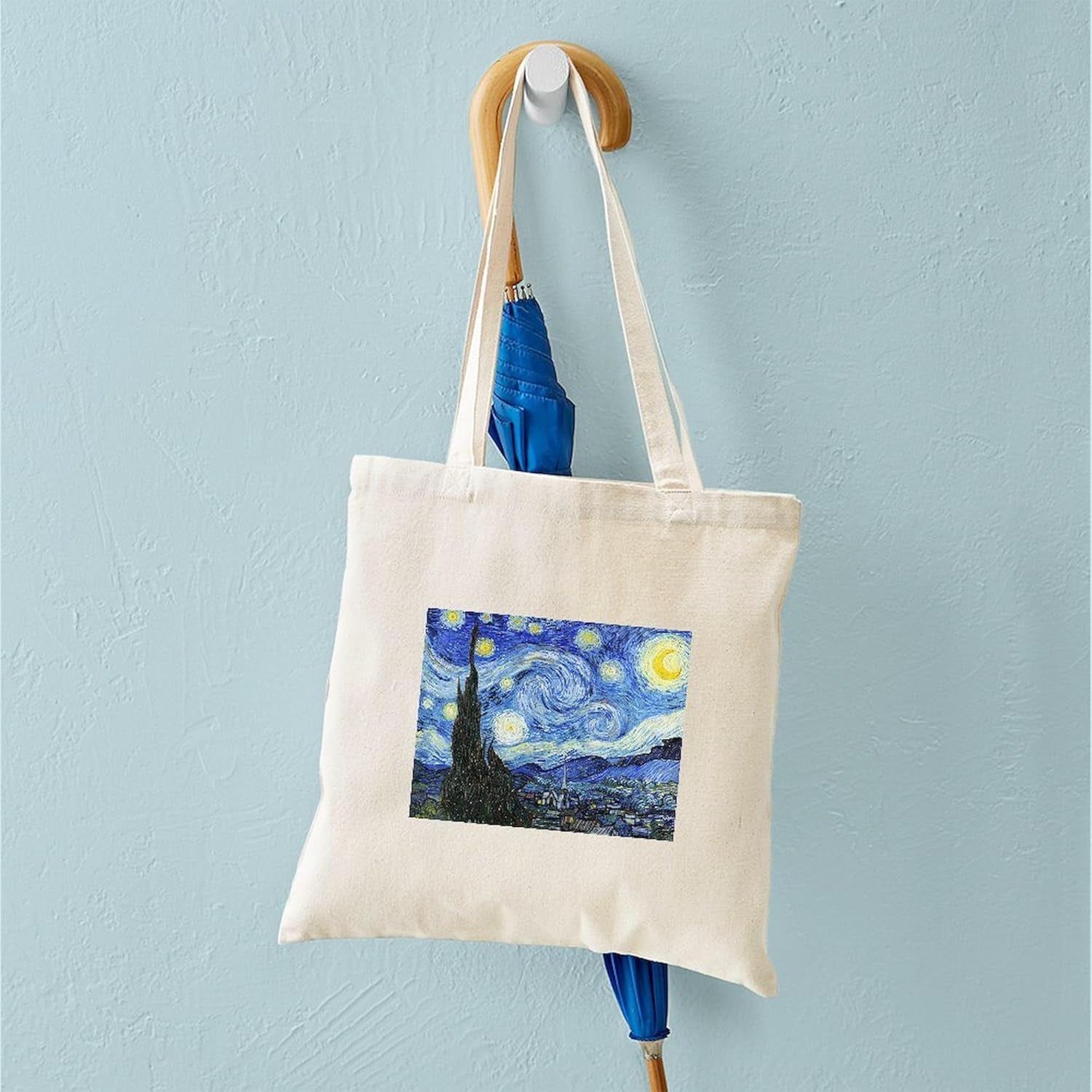 the Starry Night by Vincent Van Gogh Tote Bag Natural Canvas Tote Bag, Reusable Shopping Bag