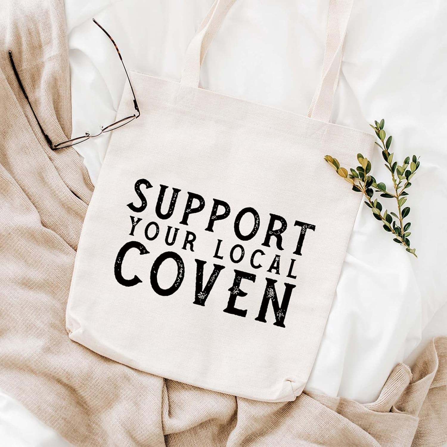 Wiccan Halloween Witch Gift Support Your Local Coven Witch Aesthetic Wicca Witchcraft Cosmetics Bag (LOCAL COVEN Tote)